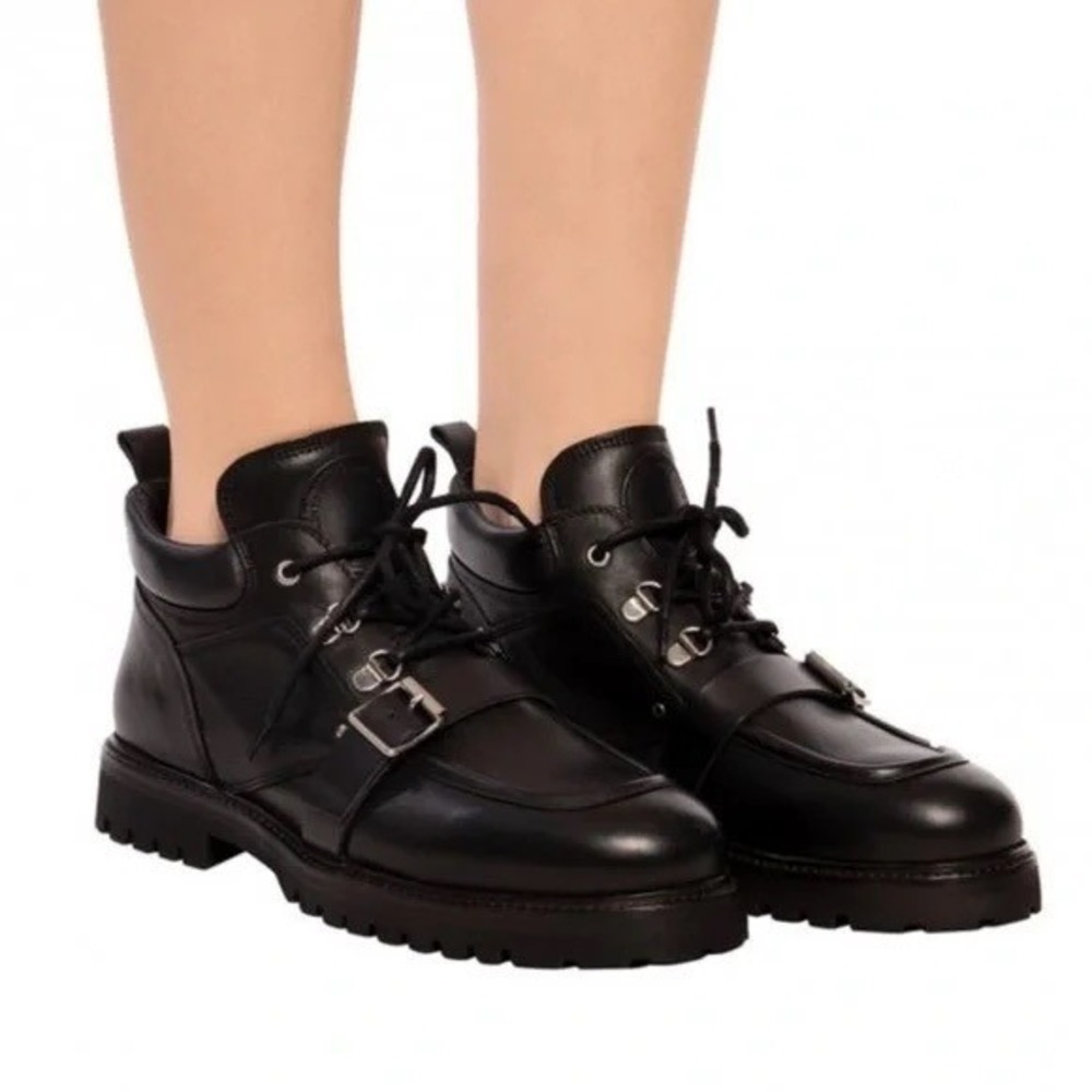 AllSaints Women's Boots Black Size 9 US, 40 EU Calf Leather Lace Up Combat Style